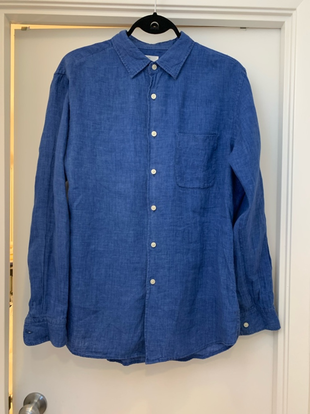 Uniqlo Men's Deep Blue Linen Button-Down Shirt